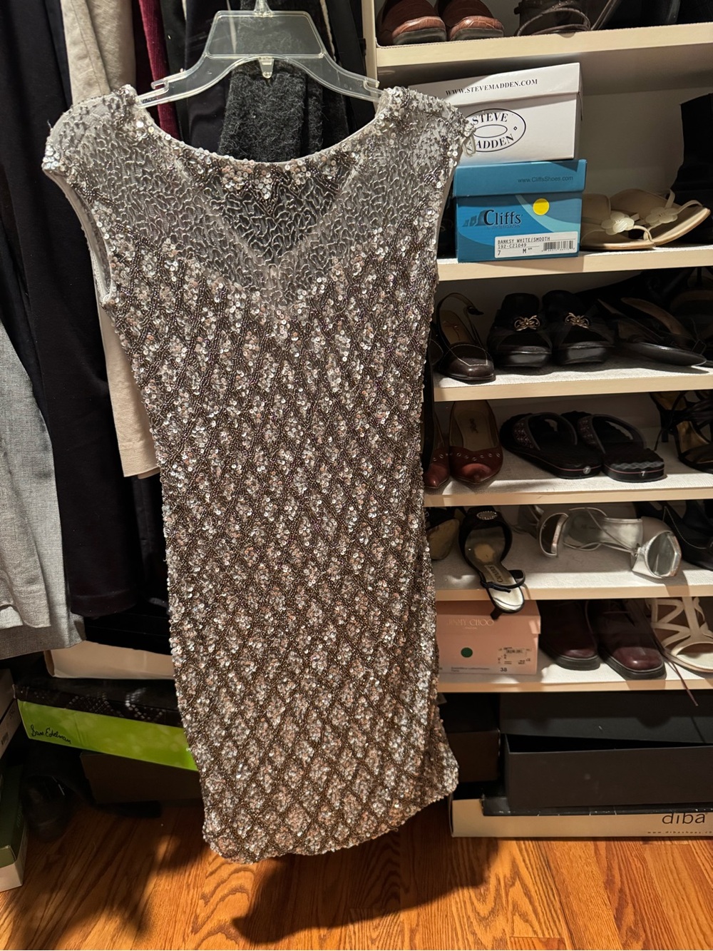 Parker Silver Sequined Mini Dress